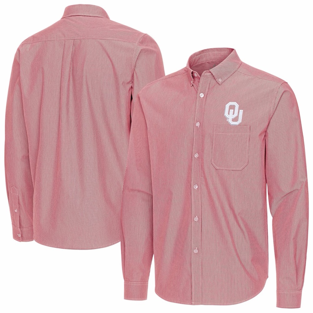 Antigua Oklahoma Sooners Porter Long Sleeve Button Down